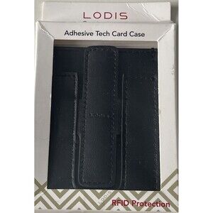 LODIS GENUINE LEATHER ADHESIVE TECH CARD CASE RFID PROTECTION Black NEW *
